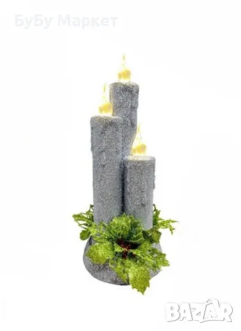 Коледна магия с три бляскави LED свещи, снимка 3 - Декорация за дома - 47905100