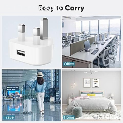 Нов комплект 4 броя USB Зарядно за iPhone/iPad 5V 1A, Леко и Компактно, снимка 4 - Друга електроника - 43362273