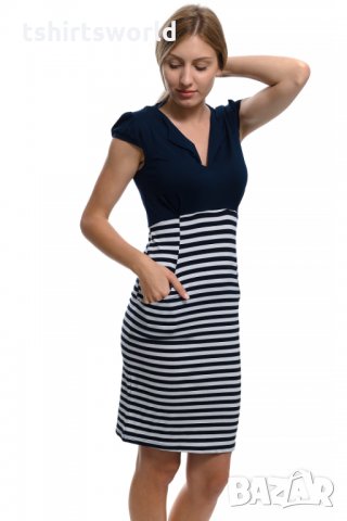  Нова дамска елегантна моряшка рокля, снимка 5 - Рокли - 28004311