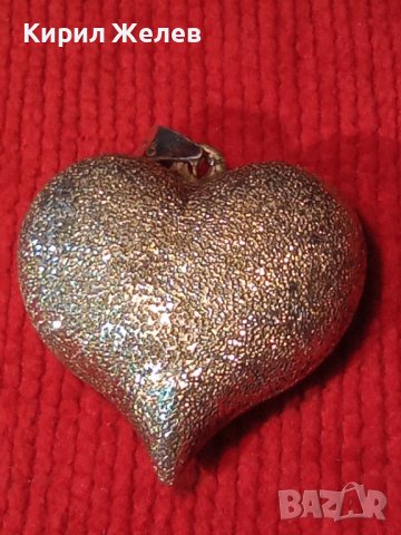 СРЕБЪРЕН МЕДАЛЬОН СЪРЧИЦЕ СРЕБРО 925 с БЯЛА ПОЗЛАТА РОМАНТИЧЕН АРТ ПЕНДАНТ 36401, снимка 2 - Колиета, медальони, синджири - 39535607