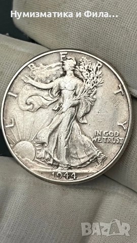 Сребърна монета САЩ 1/2 долар 1944 година, снимка 2 - Нумизматика и бонистика - 52703775