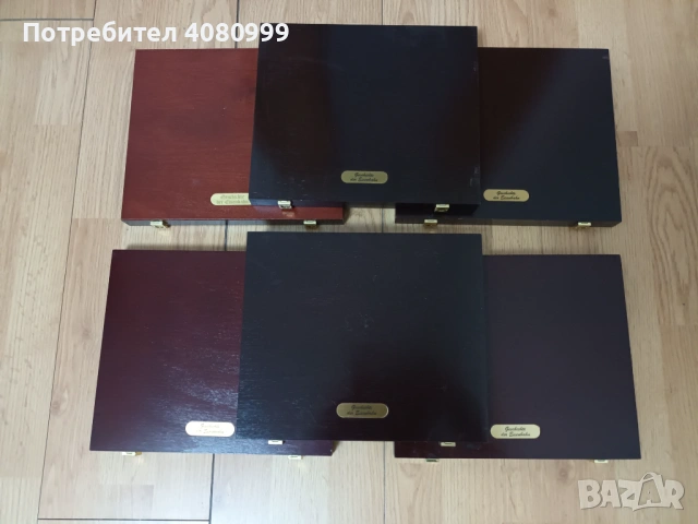 6 дървени кутии за 72 едри монети или монети с квадратни предпазни кутийки