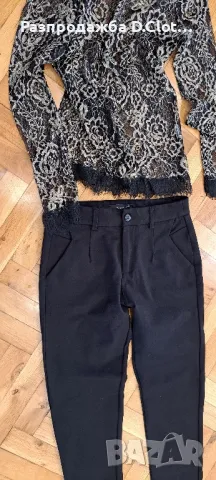 лот черен слим панталон и блузка , снимка 3 - Панталони - 48091363