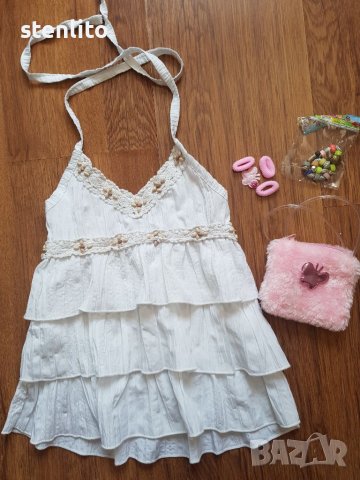 Красива лятна бяла туника + подаръчета!, снимка 1 - Детски Блузи и туники - 37414349