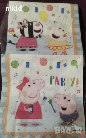 Двустранни Пепа пиг Pig Peppa Зоуи Ребека и др 8 бр парти салфетки рожден ден
