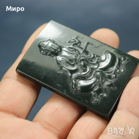 ЕСТЕСТВЕН НЕФРИТ С ИЗОБРАЖЕНИЕ НА АЗИАТСКА БОГИНЯ???БУДА??? МЕДАЛЬОН ВИСУЛКА , снимка 7 - Антикварни и старинни предмети - 40492872