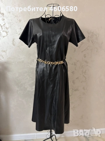 👗 Кожена рокля с колан, снимка 2 - Рокли - 53332718