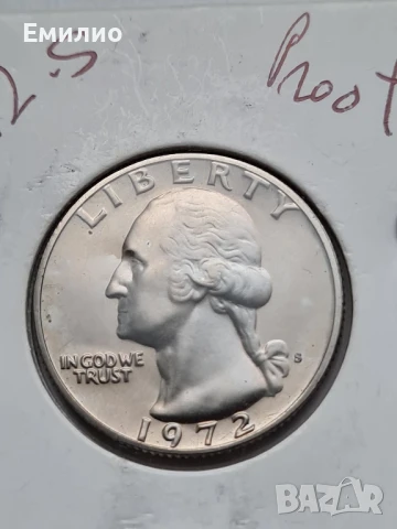 USA 25 CENTS 1972-S  PROOF COIN. UNC 