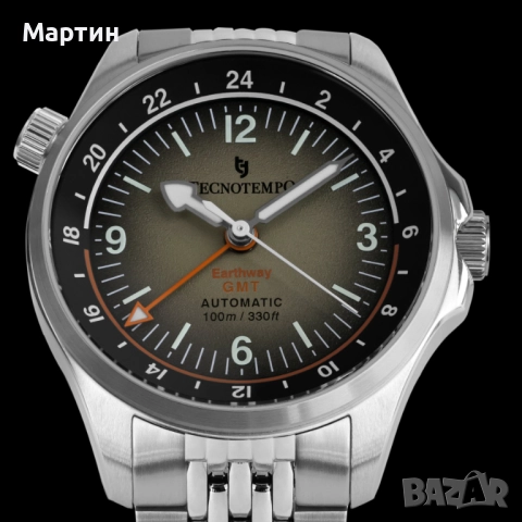 Автоматичен Часовник - Tecnotempo - GMT (две времеви зони) - Отличен, снимка 7 - Мъжки - 52366901