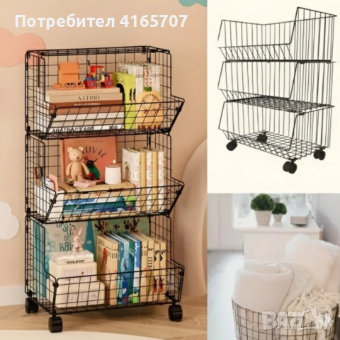 Практичен стелаж на колелца с 3 нива - компактно решение за кухня, антре и детска стая, снимка 4 - Други - 52992018