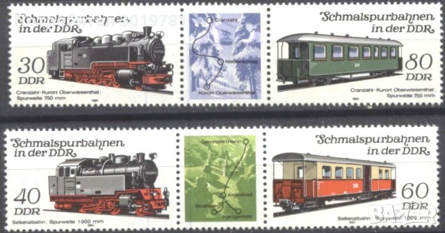 Чисти марки Транспорт Влакове Локомотиви Вагони 1984 от Германия ГДР       