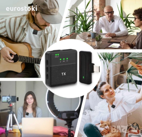 Безжичен микрофон Kinizuxi, професионален лавалиер микрофон за iPhone, iPad, Android, 2.4G , снимка 4 - Аксесоари за Apple - 52587453