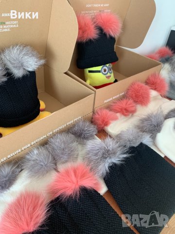 Шапка шапки с естествен пух естествен косъм, снимка 9 - Шапки - 32677070