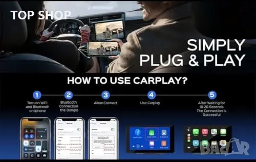 Нов Безжичен CarPlay адаптер HDMI за Apple/Android Бърза и лесна връзка, снимка 7 - Друга електроника - 49457981