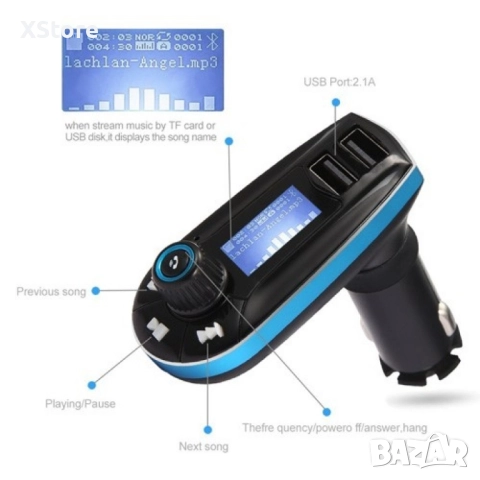 Bluetooth трансмитер за кола - Vodool 618C, снимка 3 - Аксесоари и консумативи - 52458523