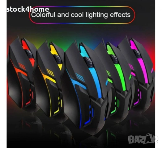 Оптична Геймърска Мишка с RGB подсветка, USB, DPI=1200, снимка 5 - Клавиатури и мишки - 53530972