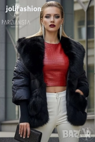 Дамско зимно яке с еко-яка, снимка 2 - Якета - 52864553