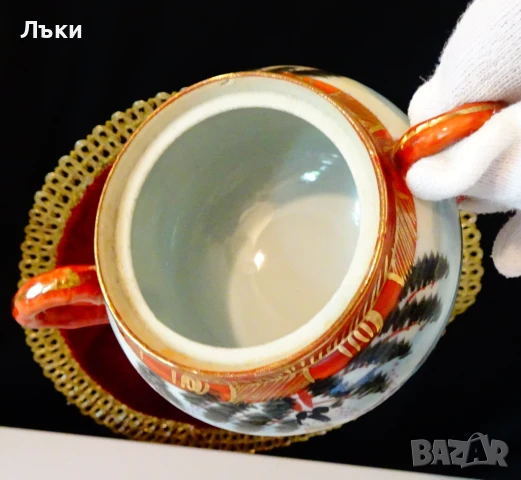 Захарница японски порцелан Kutani,злато. , снимка 8 - Антикварни и старинни предмети - 51230466
