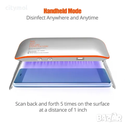 Преносим стерилизатор  59S UVC  X1 Professional,премахва бактерии и вируси, снимка 3 - Друга електроника - 47458078