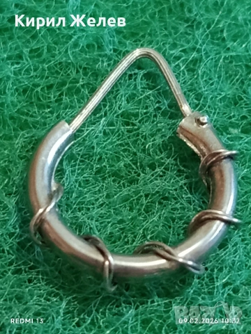 Сребърни обеци с декоративно обвита тел ръчна ювелирна изработка 53687, снимка 2 - Обеци - 53410821