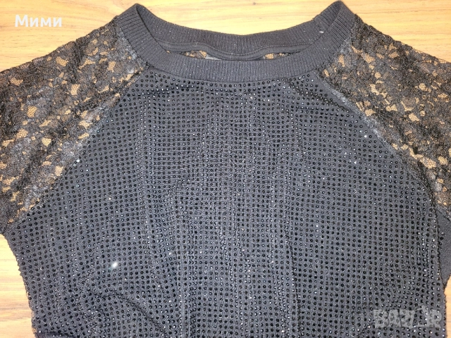 Черна блуза Philipp Plein, снимка 3 - Блузи с дълъг ръкав и пуловери - 52103455