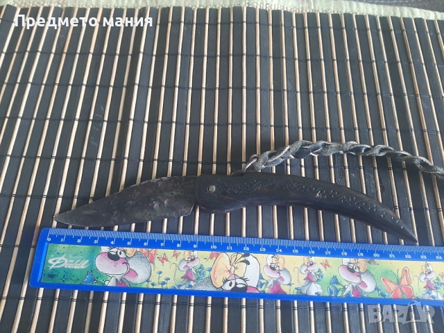 Старинно сгъваемо ножче сойка  – ръчна изработка, с патина, снимка 2 - Ножове - 52955115