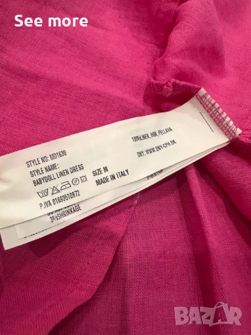 Рокля лен в розово М, снимка 7 - Рокли - 50787450