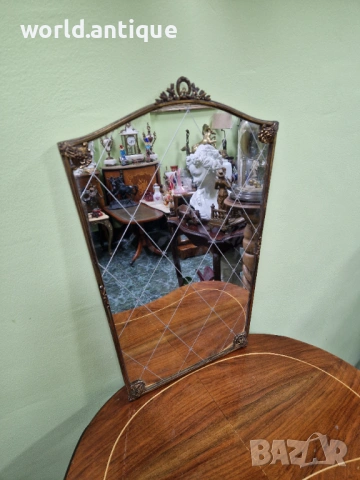 Страхотно антикварно английско бронзово огледало 