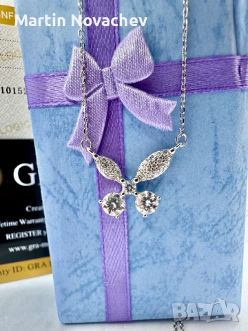 Сребърно колие с мойсанит (Диамант) 1 карат, снимка 8 - Колиета, медальони, синджири - 52808834