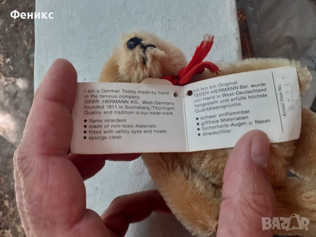 Оригинално плюшено мече Teddy Hermann, снимка 4 - Антикварни и старинни предмети - 51512095