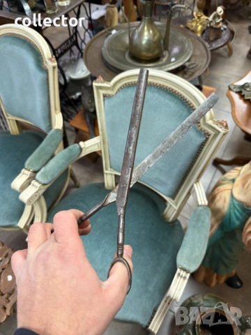 Стара кована ножица / абаджийска. №7828, снимка 6 - Други ценни предмети - 53071657