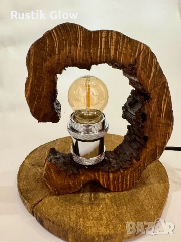 Настолна ръчно изработена рустик лампа, снимка 5 - Настолни лампи - 52380893