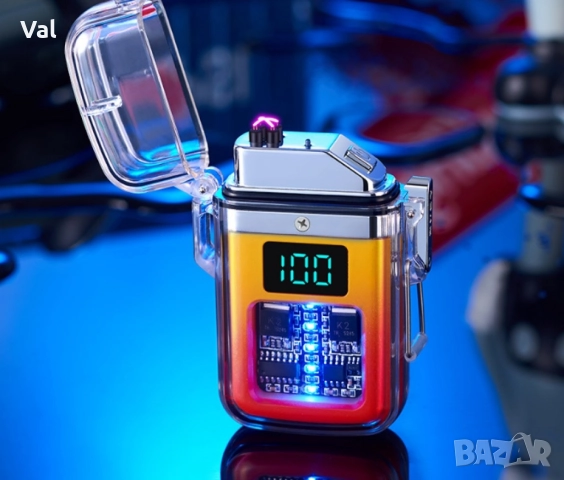 Елегантна прозрачна ветроустойчива запалка с LED светлини, снимка 13 - Друга електроника - 52907624