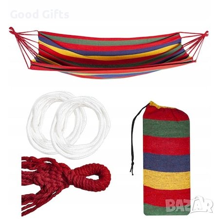 Единичен Хамак , 80х200 см, разноцветен памук + калъф за съхранение, снимка 7 - Други стоки за дома - 38097116
