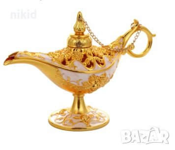 метална златиста Вълшебната вълшебна лампа на аладин сувенир джин, снимка 3 - Други - 43064065