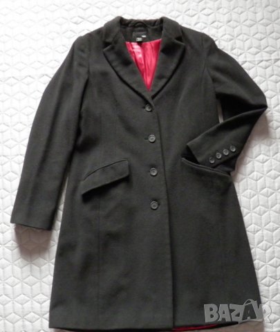 H&M оригинално дамско черно вълнено палто, снимка 2 - Палта, манта - 27943331