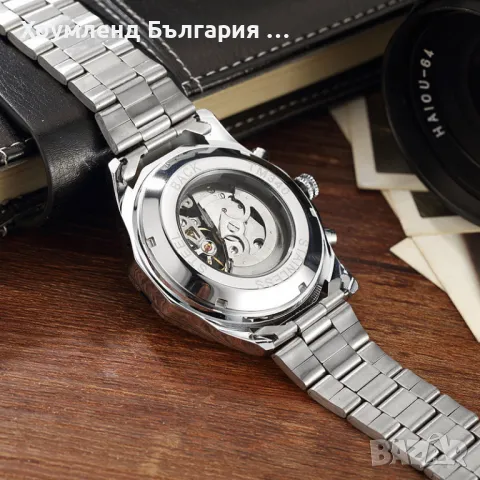 Механичен самонавиващ се мъжки часовник с Open Heart дизайн, снимка 13 - Мъжки - 48767969