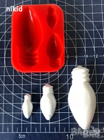 3 лампички крушки лампа крушка силиконов молд форма декорация торта фондан шоколад и др., снимка 2 - Форми - 26804758