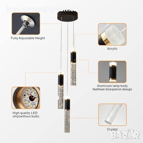 Модерна висяща тавана лампа, висулка, спалня, снимка 4 - Лампи за таван - 43899272