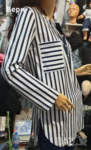 Нова дамска моряшка риза тип туника на тъмносиньо и бяло райе, снимка 13 - Ризи - 28296062