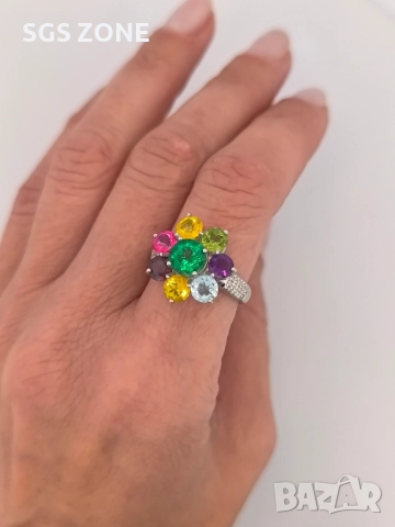 ТАЙЛАНДСКИ ПРЪСТЕН С ЕСТЕСТВЕНИ КАМЪНИ, снимка 5 - Пръстени - 52392891