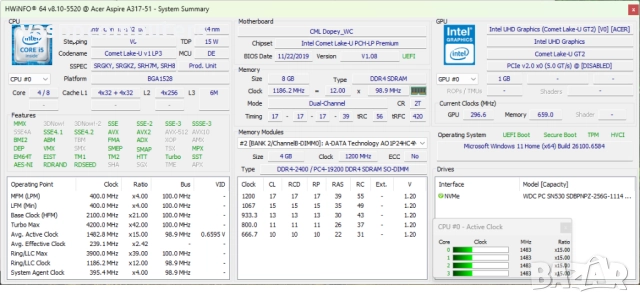 Acer Aspire 3 (A317-51) / 17.3" / i5-10210U / 8GB RAM / 256GB NVMe, снимка 8 - Лаптопи за работа - 52053173