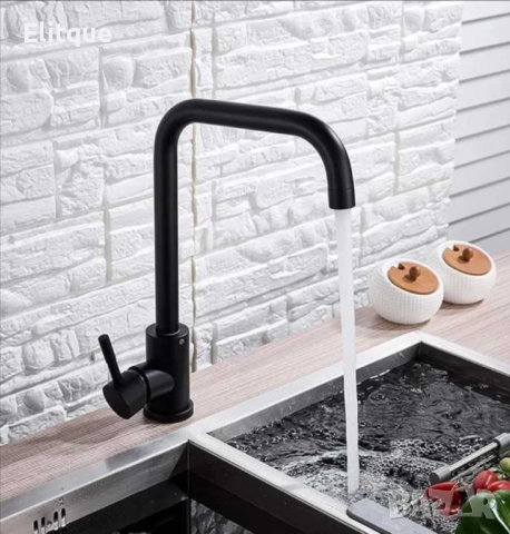 Едноръкохватков кухненски кран неръждаема стомана 360° въртящ се смесител за мивка