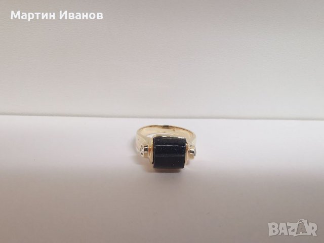 Златен пръстен с авантюрин и циркони , снимка 5 - Пръстени - 38997813