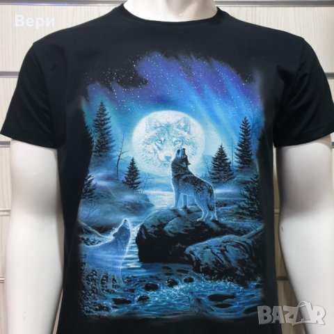 Нова мъжка тениска с дигитален печат Вълк, пълнолуние, Серия вълци, снимка 9 - Тениски - 28950295