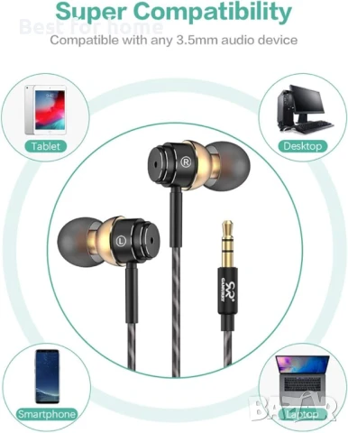 Кабелни слушалки HOISTAC с кабел, стерео слушалки с микрофон, снимка 6 - Слушалки и портативни колонки - 50962667