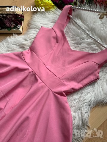Розова рокля с гол гръб и панделка, снимка 2 - Рокли - 43462561