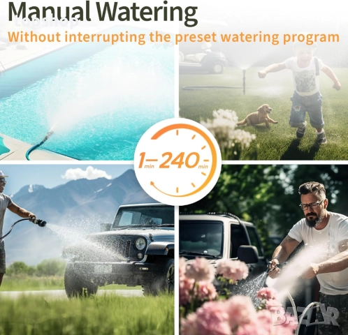 Diivoo Таймер за напояване с 2 зони, Програмируем таймер за маркуч за вода с 2 изхода за градина..., снимка 3 - Други - 51701563