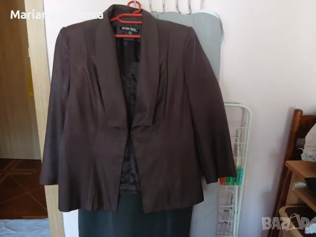 Копринено сако в шоколадов цвят, снимка 3 - Сака - 50303946