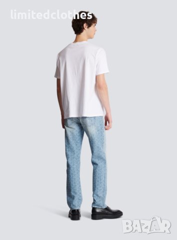 BALMAIN White '70s Retro Logo Print Oversized Мъжка Тениска size S и L, снимка 4 - Тениски - 43188729